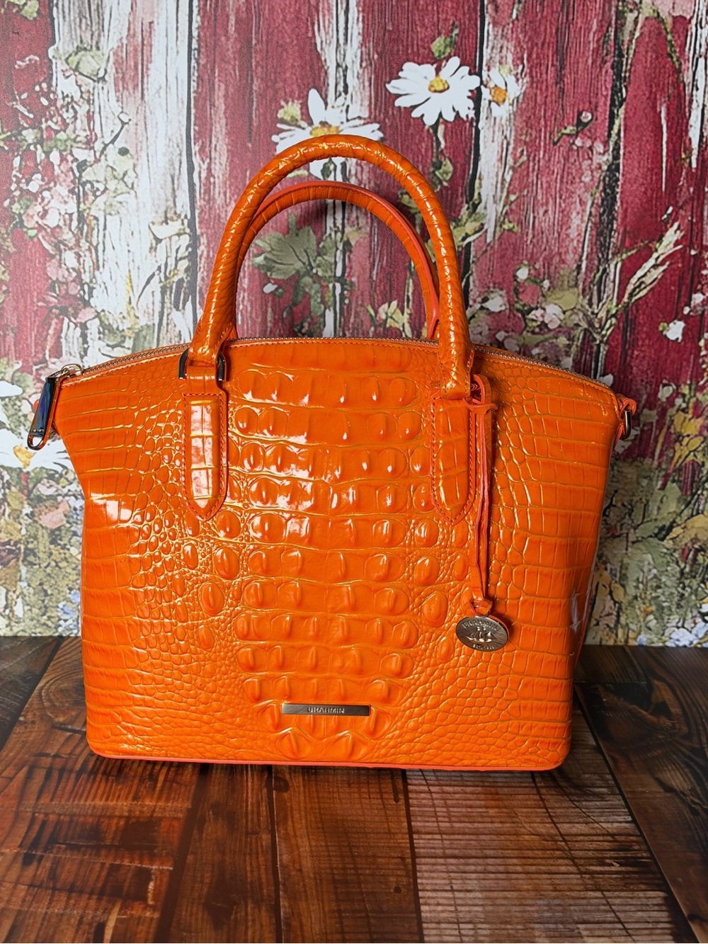 HARD TO FIND IN BRAHMIN DUXBURY MANGO ORANGE NWT FIRM $ - Picture 7 of 16
